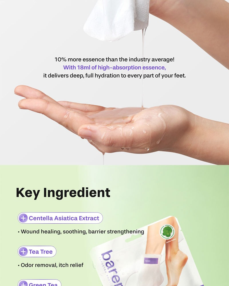 BAREN Centella Deep Soothing Ritual Foot Mask 6 Patches (3 Pairs)