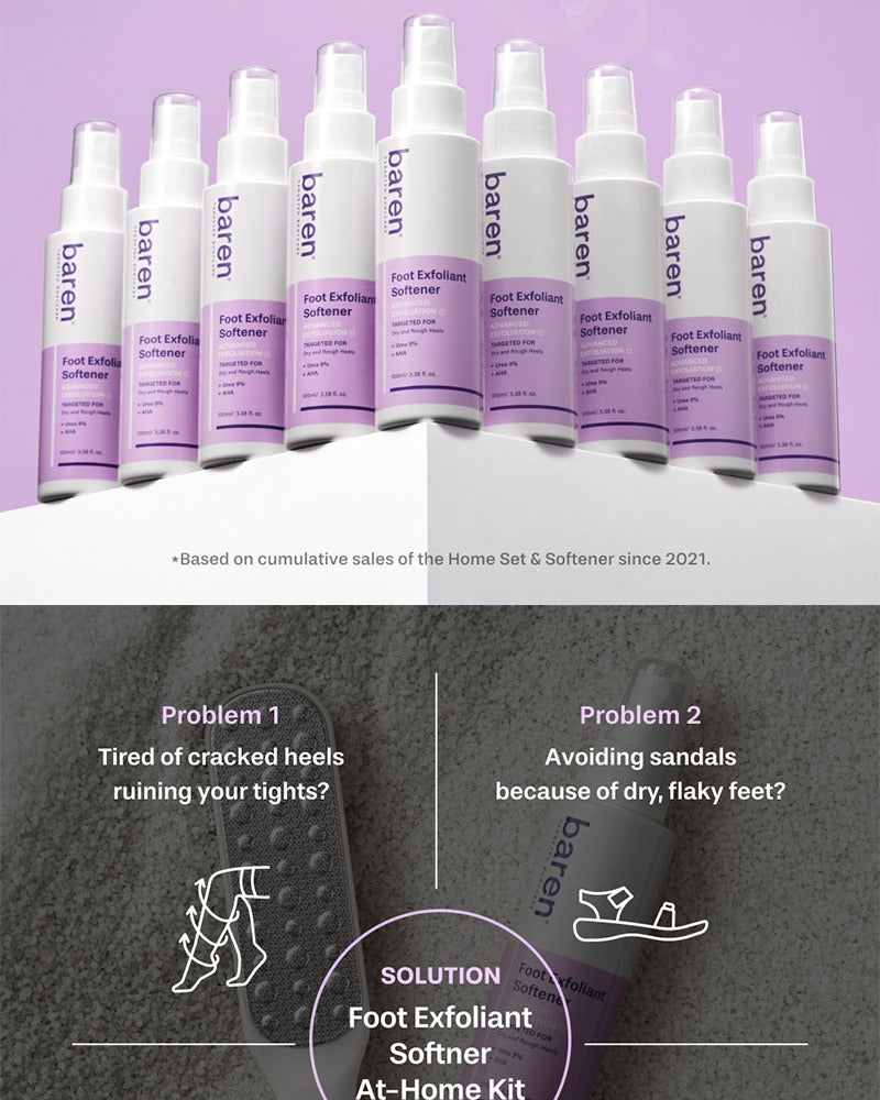 BAREN Foot Callus Eraser Home Set: Foot File & Peeling Foot Spray 1ea