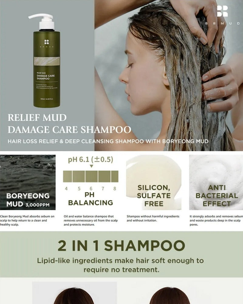 BRMUD Relief Mud Damage Care Shampoo 500ml