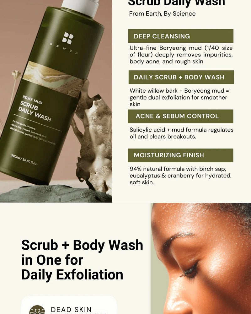 BRMUD Relief Mud Scrub Daily Body Wash 500ml