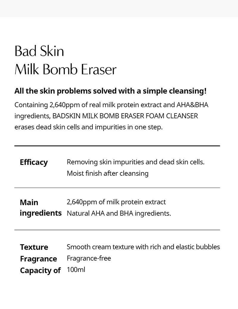 Bad Skin Milk Bomb Eraser Cleansing Foam 100ml