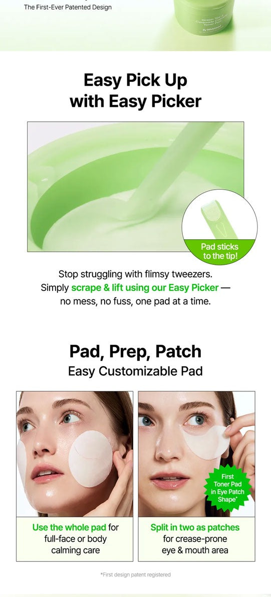 By Wishtrend Green Tea & Ceramide Calming Toner Pad 190ml