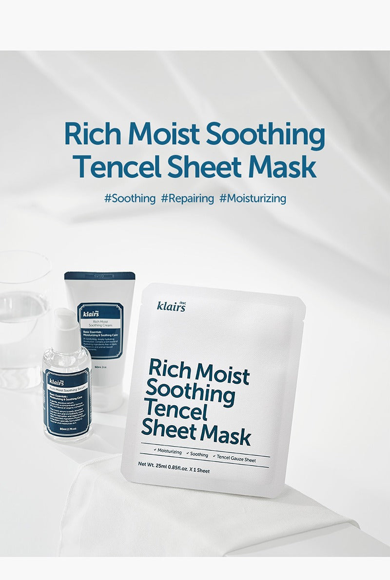 Dear, Klairs Rich Moist Soothing Tencel Sheet Mask (10 sheets)