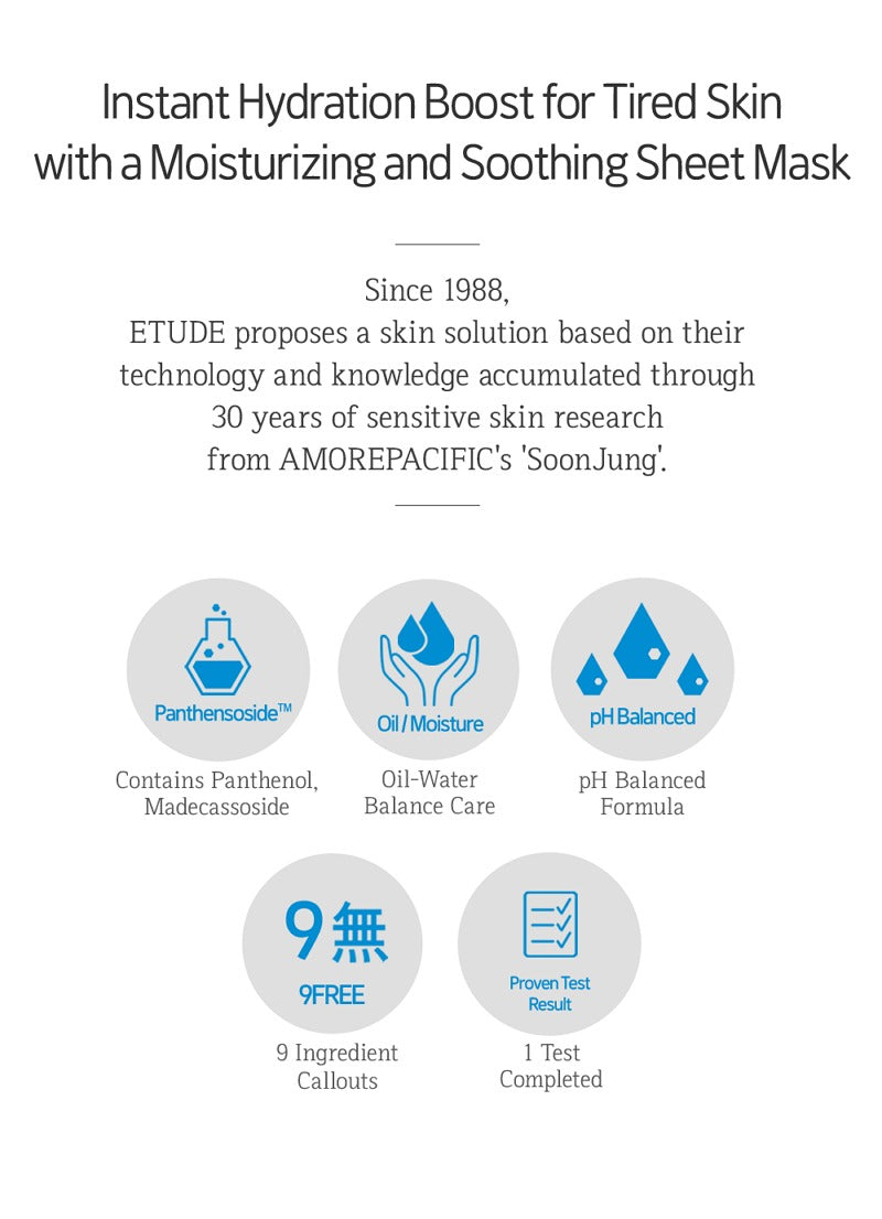ETUDE Soonjung Sheet Mask Panthensoside 25ml (5 Sheets)