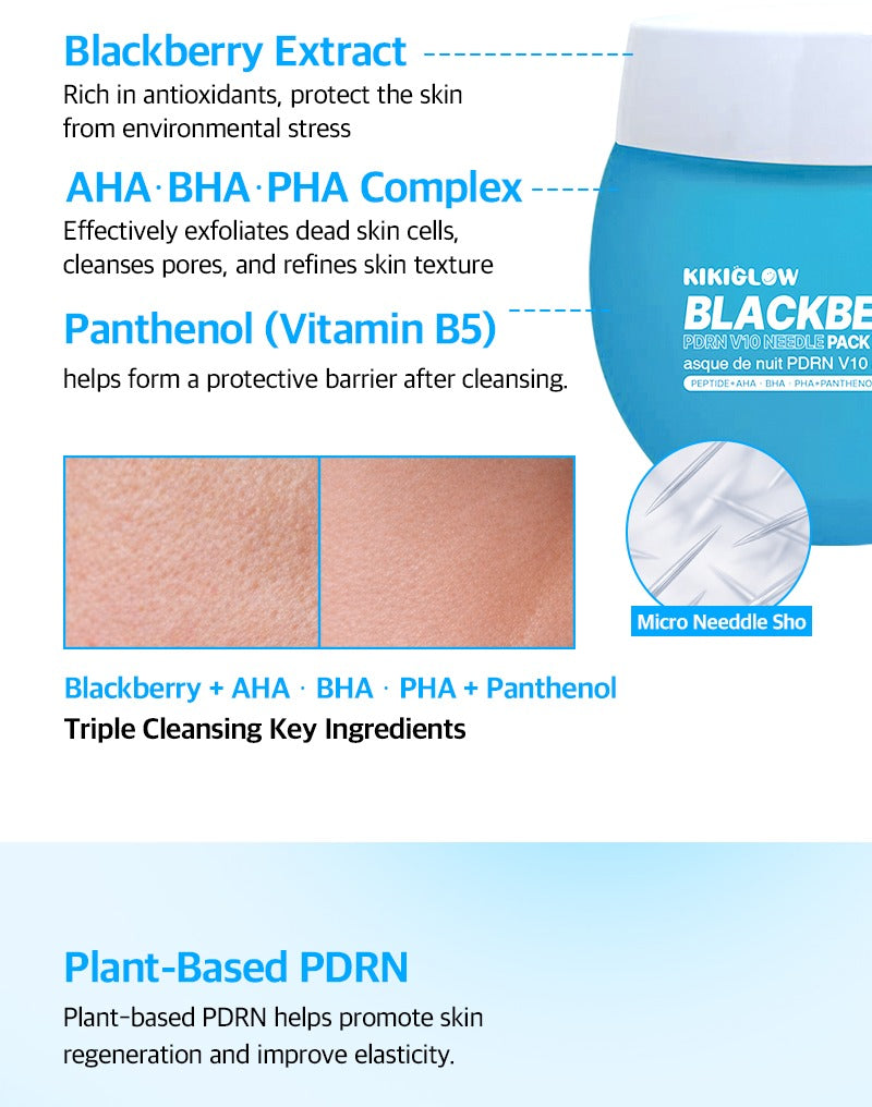 KIKIGLOW Blackberry PDRN V10 Needle Shot Pack Cleanser 100ml