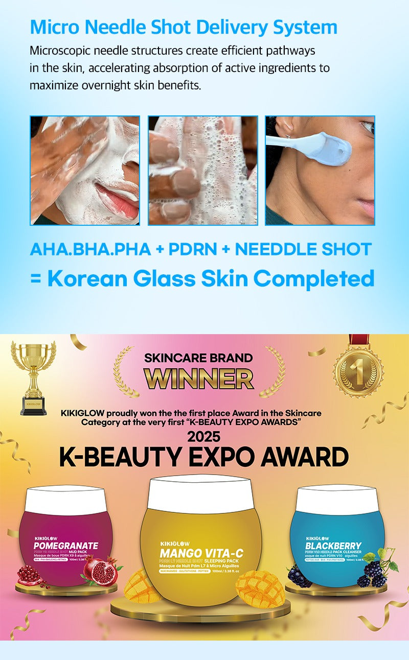 KIKIGLOW Blackberry PDRN V10 Needle Shot Pack Cleanser 100ml