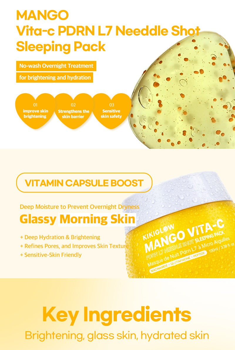 KIKIGLOW MANGO Vita-C PDRN L7 Needle Shot Sleeping Pack 100ml