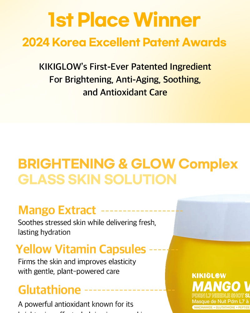 KIKIGLOW MANGO Vita-C PDRN L7 Needle Shot Sleeping Pack 100ml