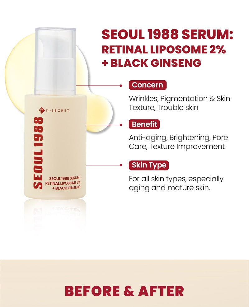KSECRET Seoul 1988 Serum: Retinal Liposome 2% + Black Ginseng 30ml