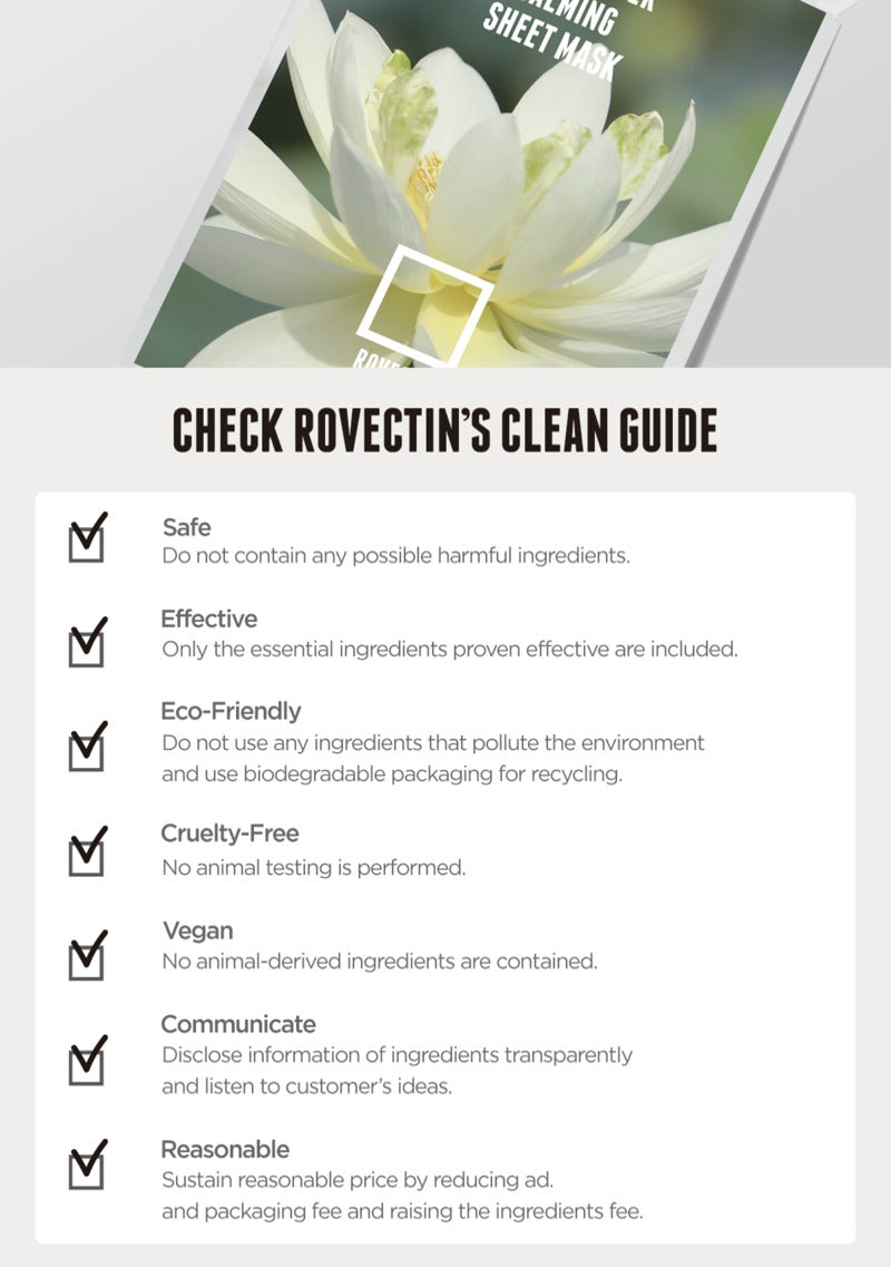 ROVECTIN Clean Lotus Water Calming Sheet Mask 25ml x 5