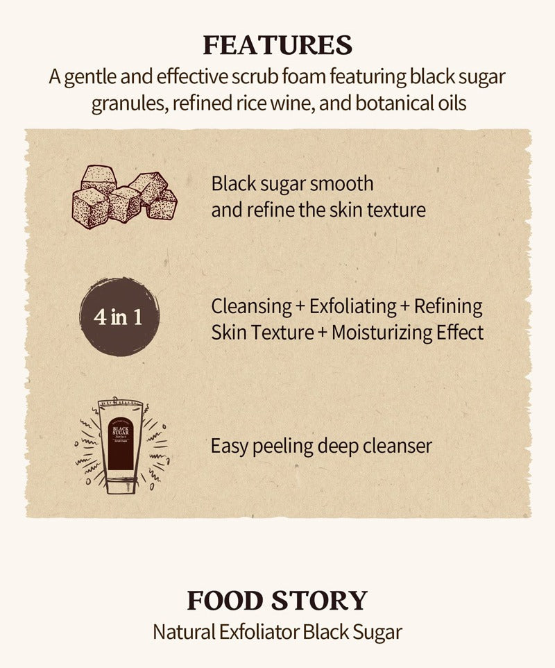 SKINFOOD Black Sugar Perfect Scrub Foam 180g
