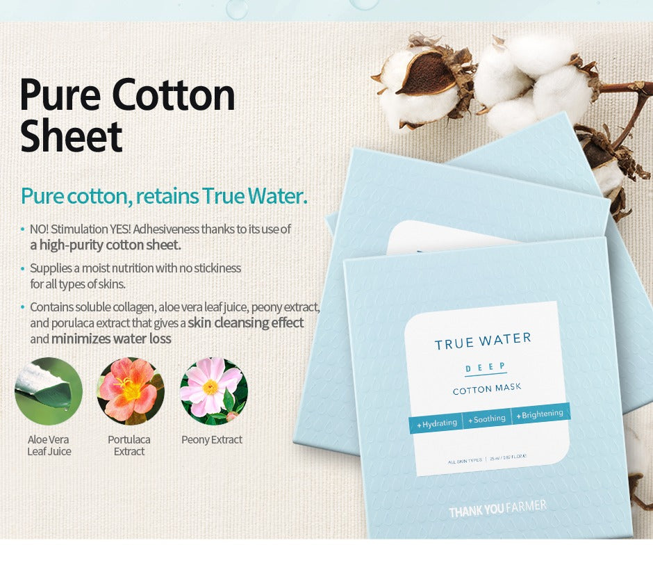Thank You Farmer True Water Deep Cotton Mask (5 Sheets)