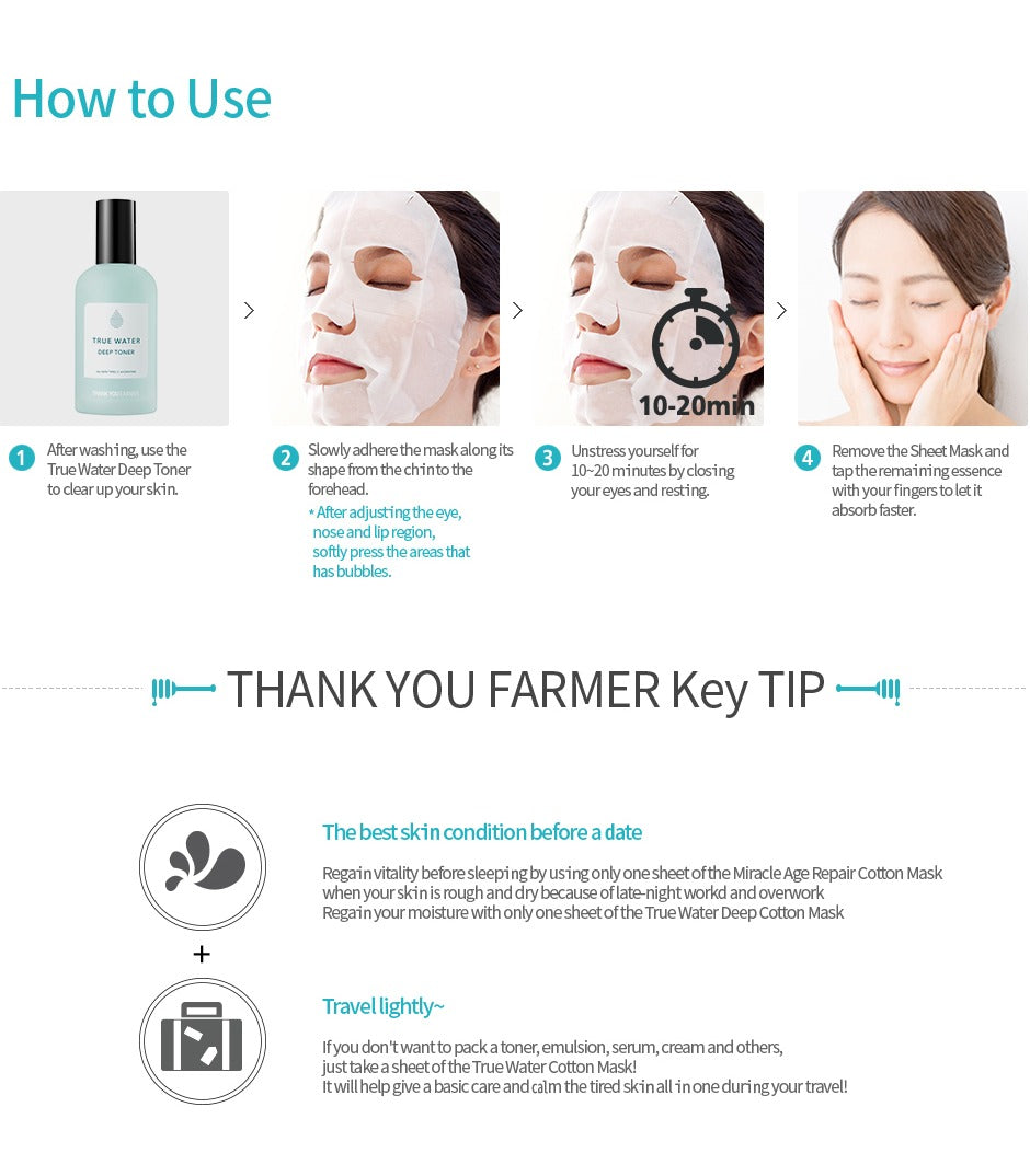 Thank You Farmer True Water Deep Cotton Mask (5 Sheets)