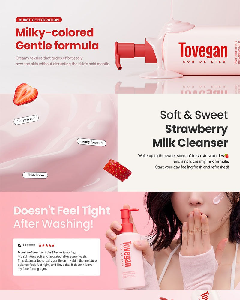 Tovegan Colorfood Series Pink Pure Berry Cleansing Milk 150ml