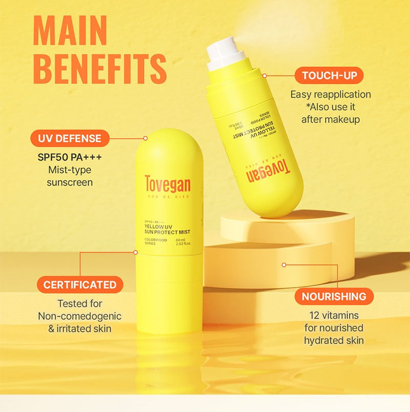 Tovegan Colorfood Series Yellow UV Sun Protect Mist SPF50+ PA+++ 60ml