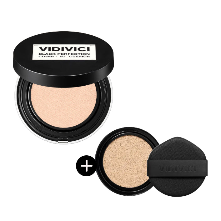 VIDIVICI Black Perfection Cover Fit Cushion 13g + Refill 13g (SPF40 PA++) 8 Shades