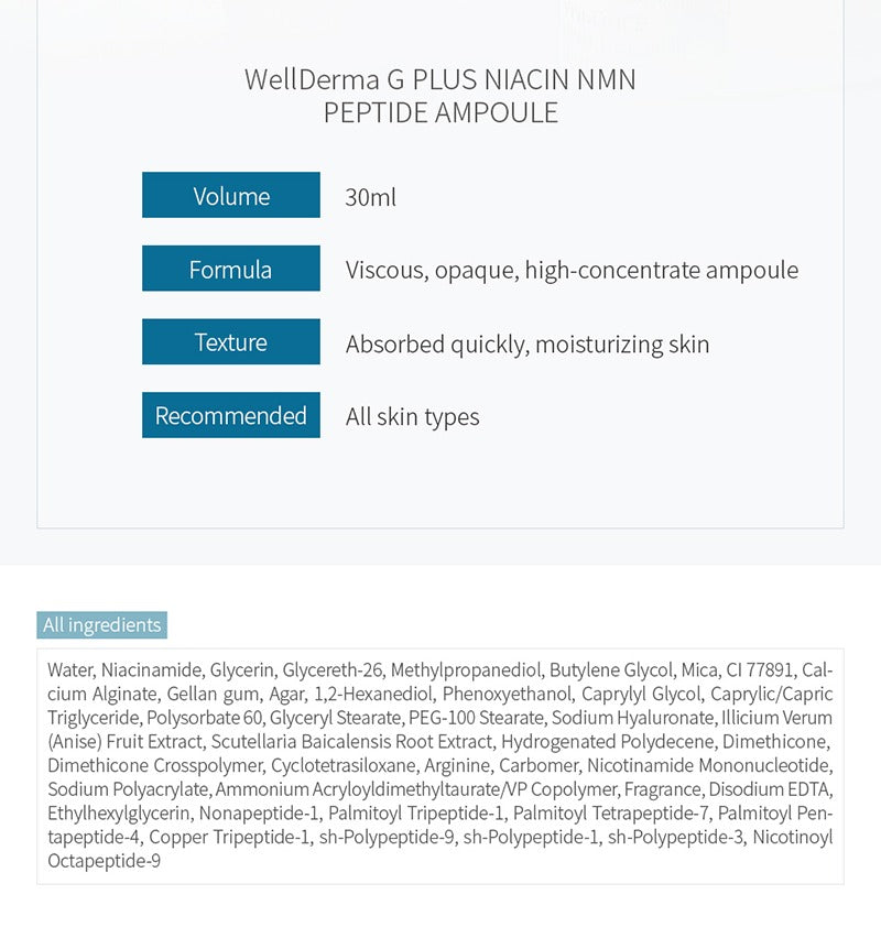 WellDerma G Plus Niacin NMN Peptide Ampoule 30ml