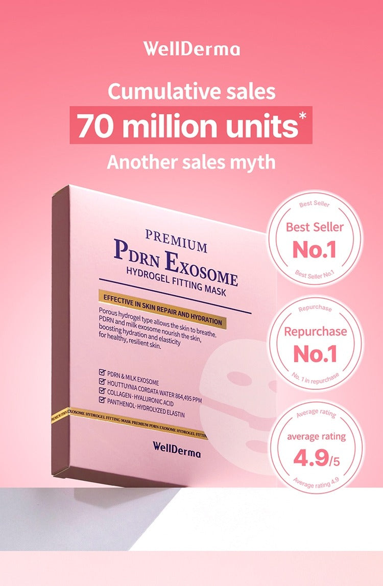 WellDerma PDRN Exosome Hydrogel Fitting Mask 30g × 4 Sheets