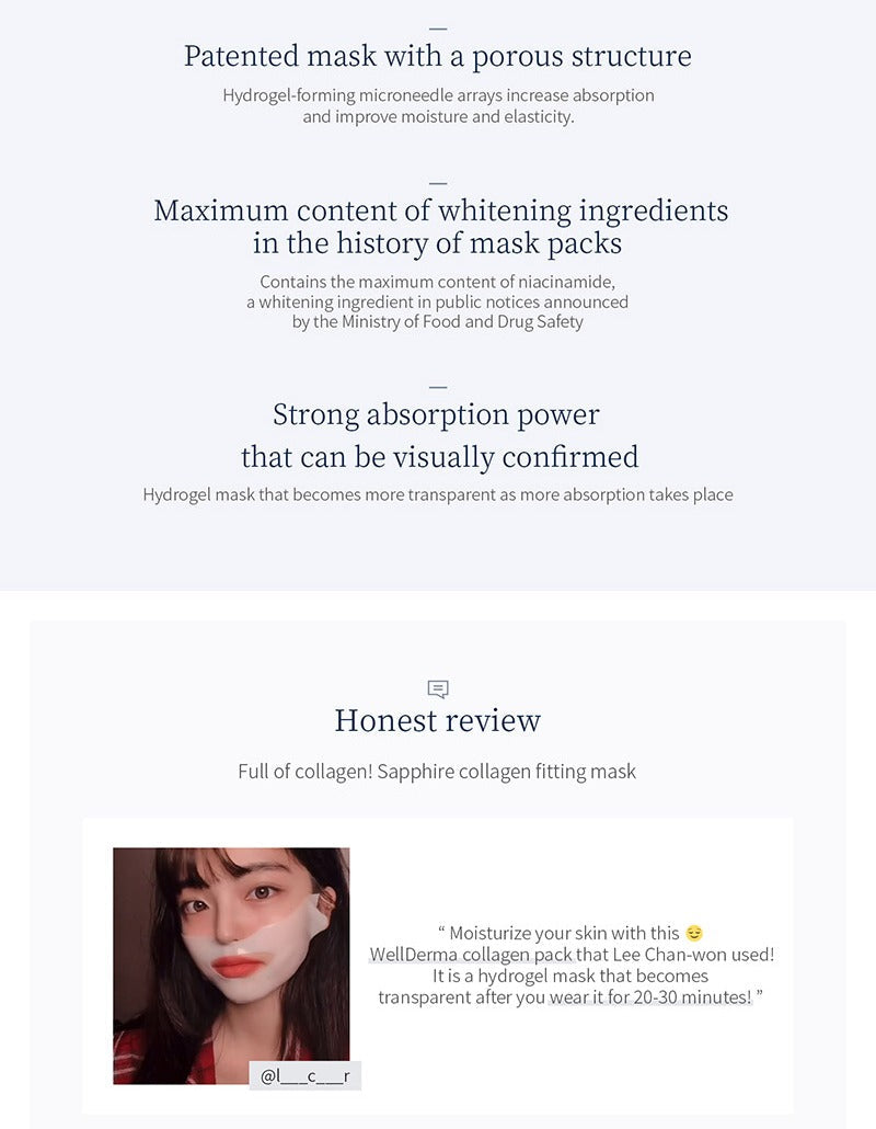 WellDerma Premium Sapphire Collagen Impact Fitting Mask 4 masks