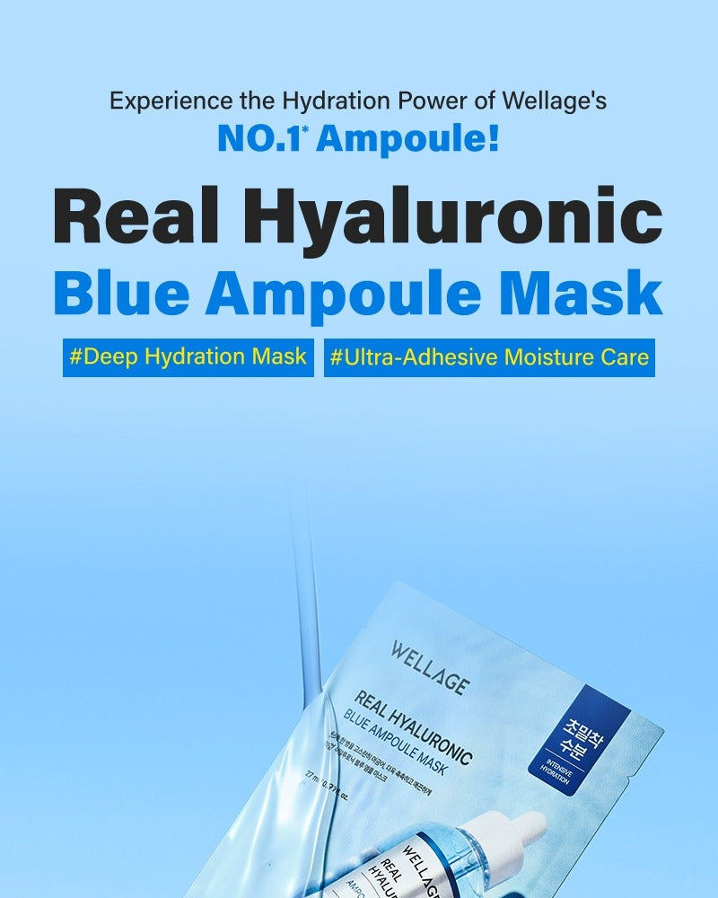 Wellage Real Hyaluronic Blue Ampoule Mask 27ml × 5