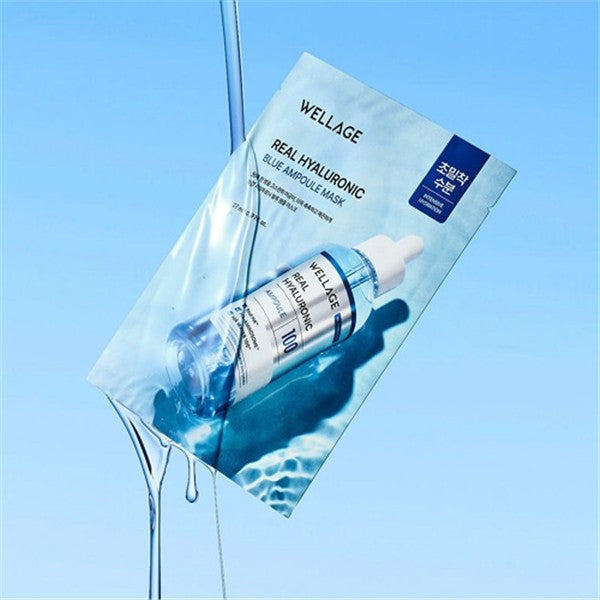Wellage Real Hyaluronic Blue Ampoule Mask 27ml × 5