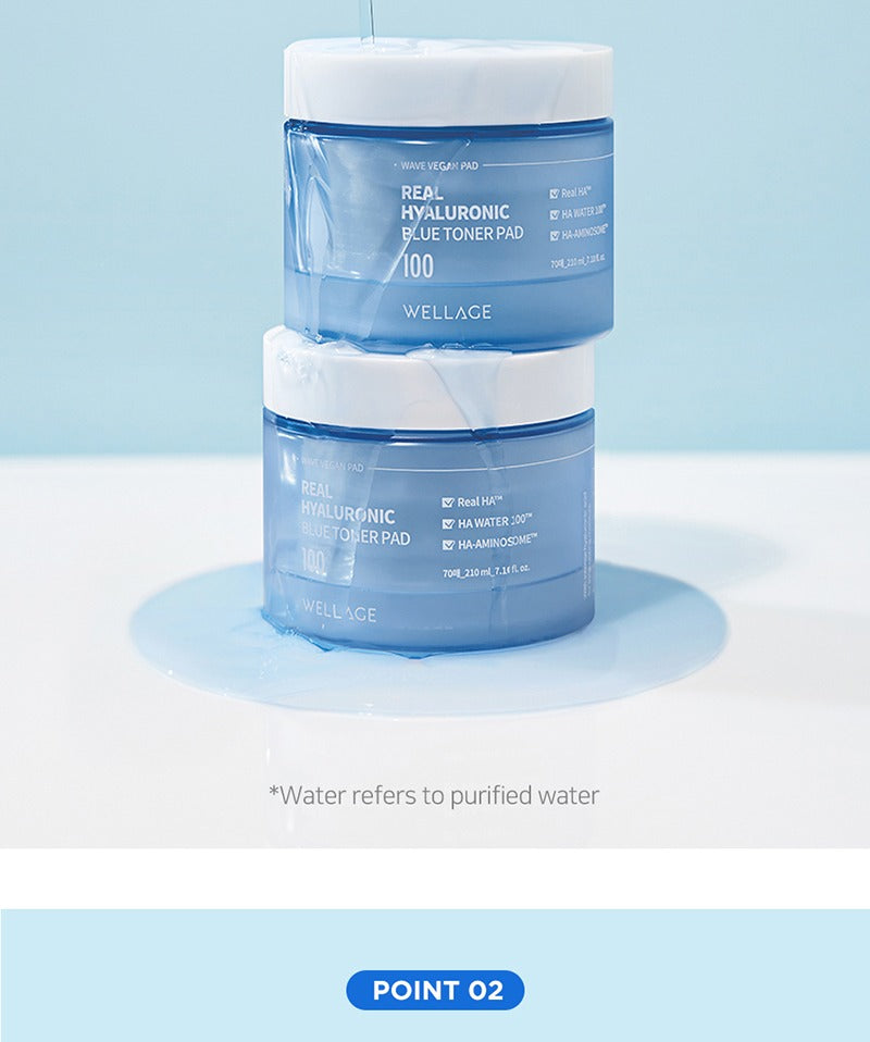 Wellage Real Hyaluronic Blue Toner Pad 70 Pads