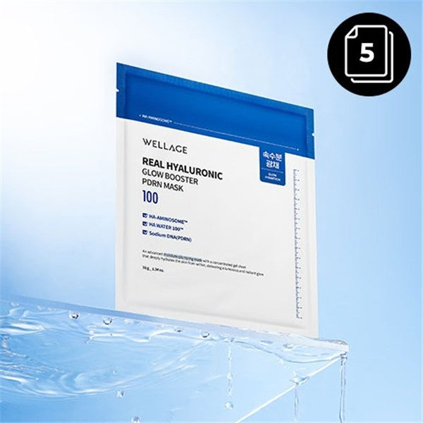Wellage Real Hyaluronic Glow Booster PDRN Mask (5 sheets)