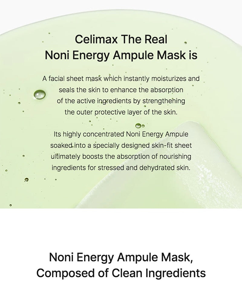 celimax The Real Noni Energy Ampoule Mask (25ml × 10 sheets)