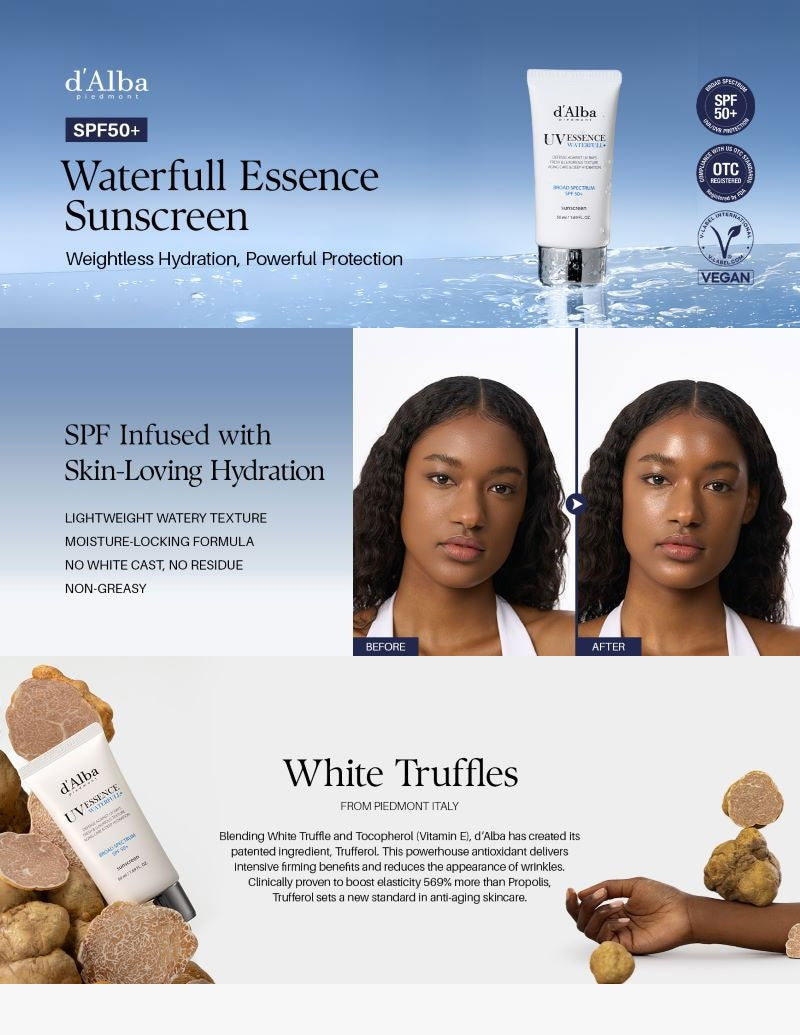 d'Alba Waterfull Essence Sunscreen SPF50+ PA++++ 50ml