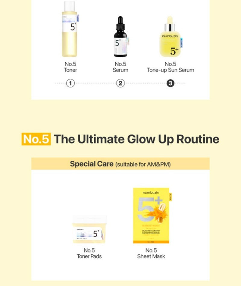 numbuzin No.5 Glutathione Vitamin Tone-Up Sun Serum 30ml